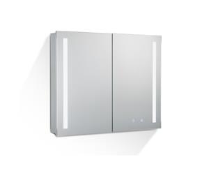 Pencil Edge LED Mirror Shaving Cabinet Vanity with Touch Sensor Switch Wall Hung Aluminum 600Lx720Hx135Dmm