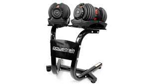 PowerTrain Adjustable Dumbbell Pair 48kg with Stand