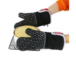 Professional Heat Resistant Oven Mitts - Black  1 x Pair