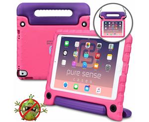 Pure Sense Buddy [Anti-Microbial Kids Case] Child Proof case for iPad Pro 9.7 iPad Air 2 | Cover Stand Handle Shoulder Strap | A1673 A1674 (Pink)