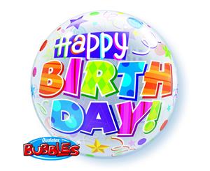Qualatex 22 Inch Colourful Happy Birthday Bubble Balloon (Multicoloured) - SG4368