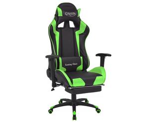 Reclining Racing Gaming Chair with Footrest Green Office Computer Seat