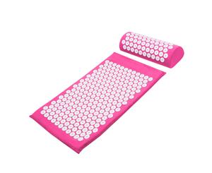 Red Acupressure Massage Yoga Mat with Pillow for Stress Pain Tension Relief Body