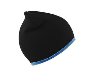 Result Unisex Reversible Fashion Fit Winter Beanie Hat (Black/Sky) - BC977