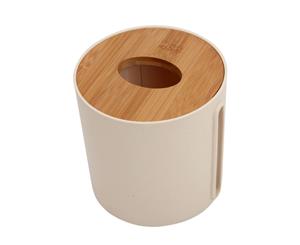 Round Wood Tissue Box Holder - Orange
