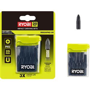 Ryobi 25mm PH2 Impact Driving Bits - 20 Pack