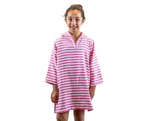 SAMMIMIS Kids Hooded Towel Light Sundress 100% Turkish Cotton - Hot Pink/White