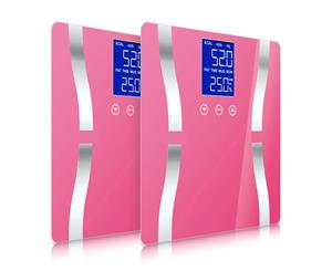 SOGA 2x Digital Body Fat Scale Bathroom Scales Weight Gym Glass Water LCD Electronic Pink