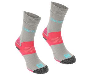 Salomon Women Midweight 2 Pack Ladies Walking Socks - Grey/Pink