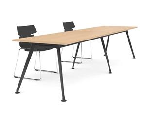 San Fran - Executive 2 Person Training / Meeting Room Table Black Legs [2400L x 700W] - maple