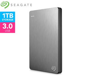 Seagate 1TB Backup Plus Slim Portable Hard Drive - Grey