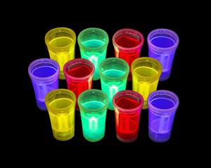 Set of 12 Glow in The Dark Plastic Shot Glasses Cup 36ml