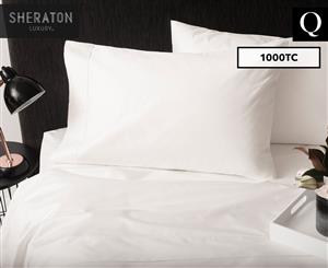 Sheraton Luxury 1000TC 100% Cotton Queen Bed Sheet Set - White