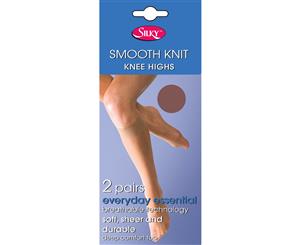 Silky Womens/Ladies Smooth Knit Knee Highs (2 Pairs) (Chiffon) - LW251