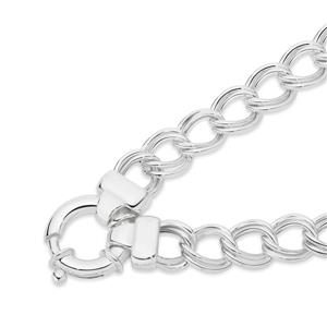 Silver 20.5cm Open Double Curb Boltring Bracelet