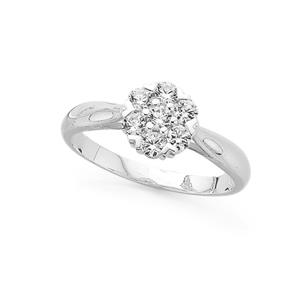 Silver CZ Flower Cluster Ring