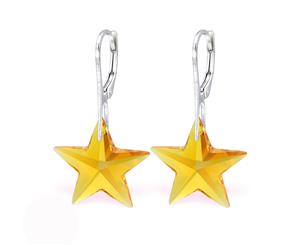Silver Star topaz earrrings made with Swarovski Crystal