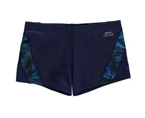Slazenger Boys Curve Panel Boxer Swim Shorts Pants Bottoms Junior - Navy/Blue