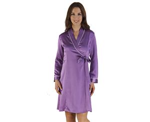 Slenderella Purple Silk Kimono Robe with Ivory Edging HC04417