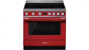 Smeg 900mm Portofino Induction Freestanding Cooker - Coral Red