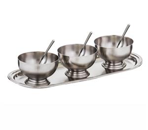 Society Home Wentworth Brushed Silver Bowl and tray with spoons