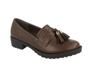 Spot On Childrens Girls Casual Tassel Trim Flat Loafers (Brown) - KM611