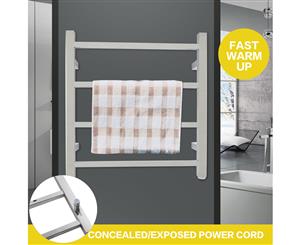 Square Chrome Electric Heated Towel Rack Rail Holder Bath Warmer 4 Bars