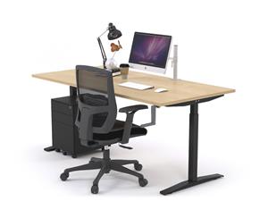 Stand Up - Manual Height Adj Desk Black Frame [1600L x 800W] - maple none