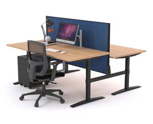Stand Up - Manual Height Adj T Workstation Black Frame [1800L x 800W] - maple ocean fabric
