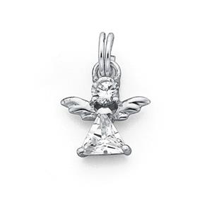 Sterling Silver Cubic Zirconia Angel Charm