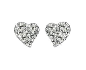 Sterling Silver Diamond Heart Earrings featuring SWAROVSKI Crystals