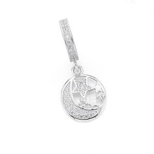 Sterling Silver Your Story CZ Moon & Stars Drop Bead