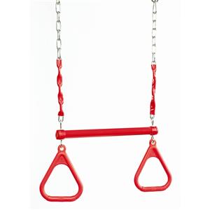 Swing Slide Climb Red Plastic Trapeze With Rings