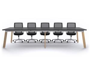 Switch Boardroom Table - Wood Imprint Frame [3600L x 1200W] - black
