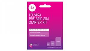 Telstra $2 Pre-Paid Standard/Micro/Nano Sim Starter Kit