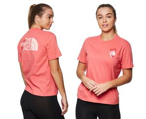 The North Face Women's Boxy Floral T-Shirt Tee - Spiced Coral