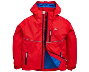 Trespass Boys Hattrick Waterproof Windproof Hooded Rain Coat Jacket - RED