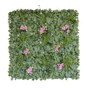 UN-REAL 100 x 100cm Luxury Artificial Hedge Tile - Pink Flower