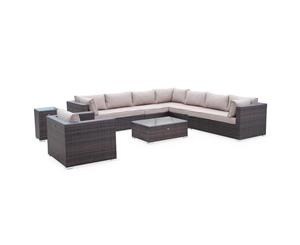VENEZIA 10 Seater Outdoor Lounge Set Wicker | Exists in 3 colours - Brown/Brown