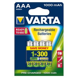 Varta AAA 1000mAh Rechargeable Batteries - 4 Pack