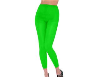 Women's Footless Tights Colourful Dance Hosiery Stockings - Fluro Green