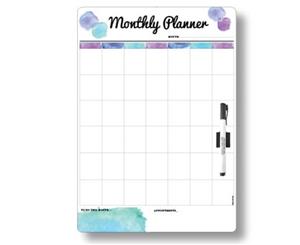&quotMonthly Planner" Magnetic Whiteboard - Blue