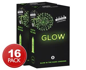 2 x 8pk Four Seasons Glow In The Dark Condoms