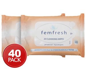 2 x Femfresh Intimate Hygiene Cleansing Wipes 20-Pack