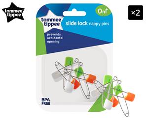 2 x Tommee Tippee Slide Lock Nappy Pins 6-Pack