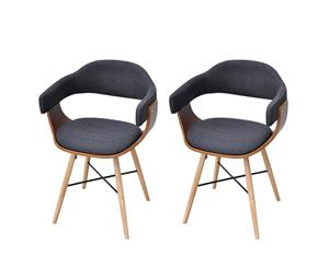 2x Dining Chair Sold Wooden Legs Fabric Grey Armchair Cafe Kitchen