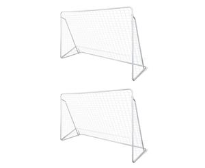 2x Football Goal Nets Steel 240x90x150cm Sporting Soccer Accessory
