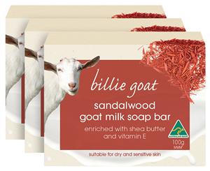 3 x Billie Goat Milk Soap Bar Sandalwood 100g