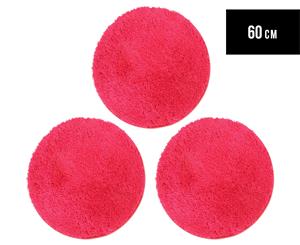 3 x Monroe 60cm Super Soft Microfibre Shag Round Rug - Pink