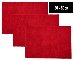 3 x Monroe 80x50cm Super Soft Microfibre Shag Rug - Red